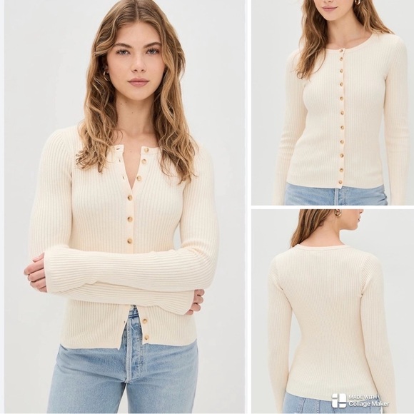 Sweaters - Faherty NWOT Cashmere blend Milo Ribbed Cardigan
